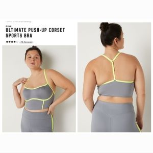 Victoria's secret pink ultimate corset push-up sports bra LARGE DD